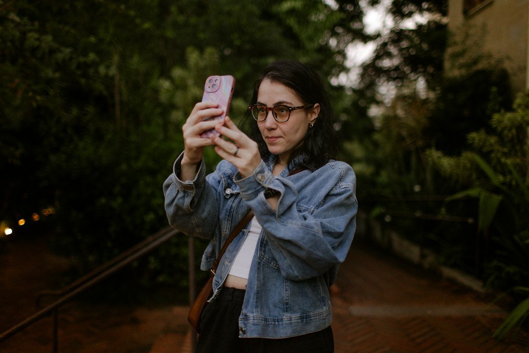 Studio portrait of a young Uruguayan female social media editor